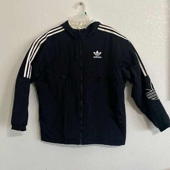 ADIDAS Originals Full Zip Fully Lined Insulated Hooded Black Jacket Size S